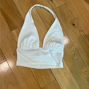 Flattering white halter cropped top